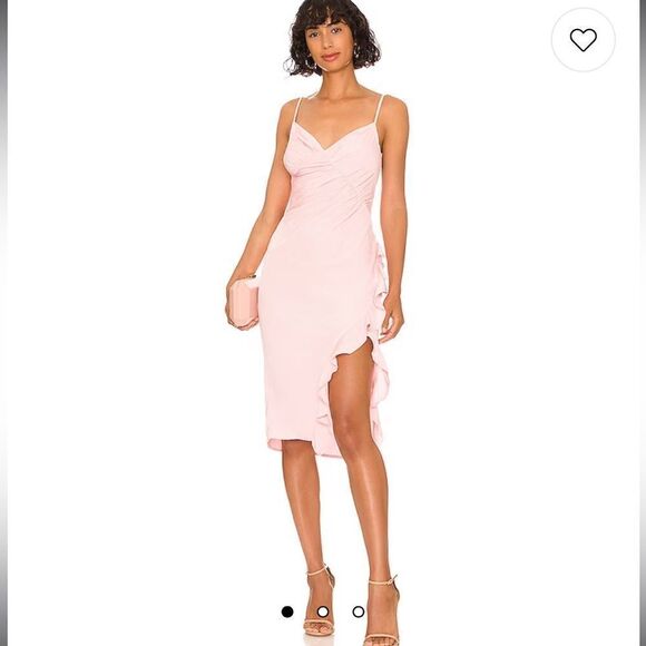 NWT More To Come Revolve Natasha Ruffle Midi Dress in Pink Small - Picture 1 of 15